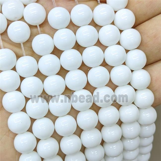 White Porcelain Beads Smooth Round