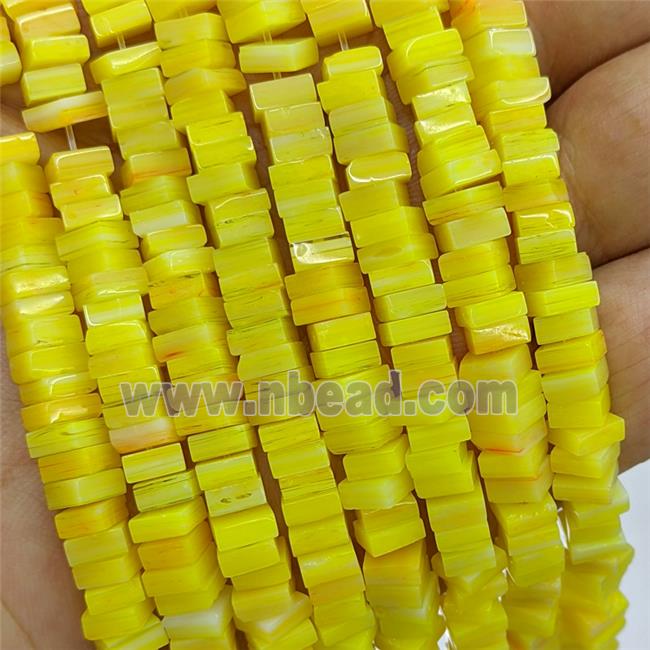 Yellow Lampwork Glass Square Beads