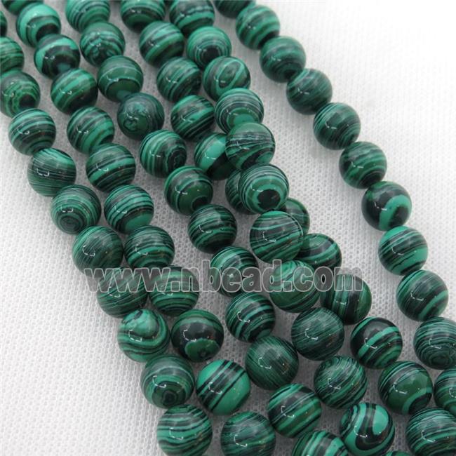 Synthetic Malachite beads, round, green