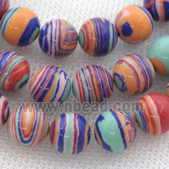 Synthetic Malachite beads, round, multicolor