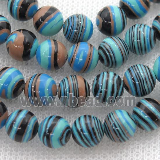 Synthetic Malachite beads, round, multicolor