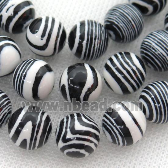 Synthetic Malachite beads, round, zebra