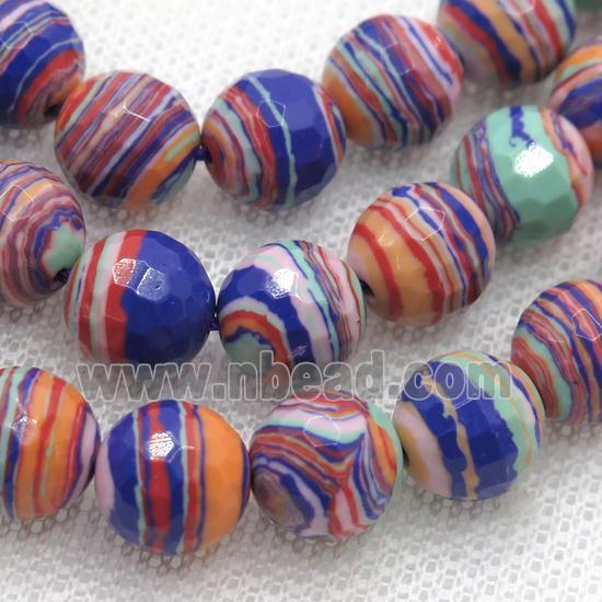 Synthetic Malachite beads, faceted round, multicolor