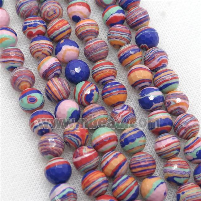 Synthetic Malachite beads, faceted round, multicolor