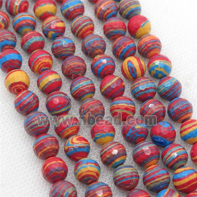 Synthetic Malachite beads, faceted round, multicolor