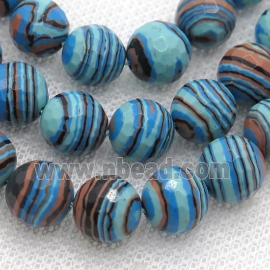 Synthetic Malachite beads, faceted round, multicolor