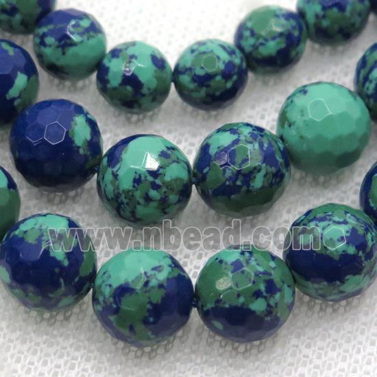 faceted round Azurite beads, dye