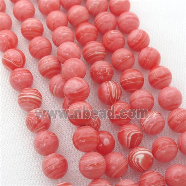 Synthetic Rhodonite beads, round, pink