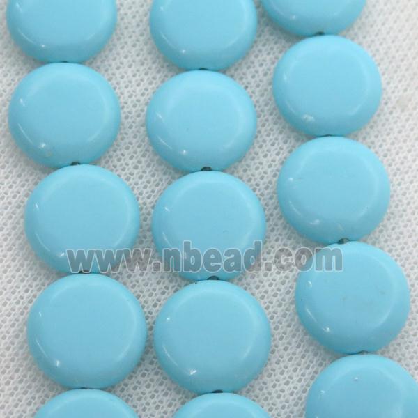 blue Synthetic Turquoiuse beads, circle coin