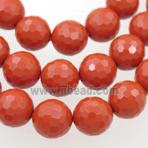 Synthetic Red Coral Beads Faceted Round