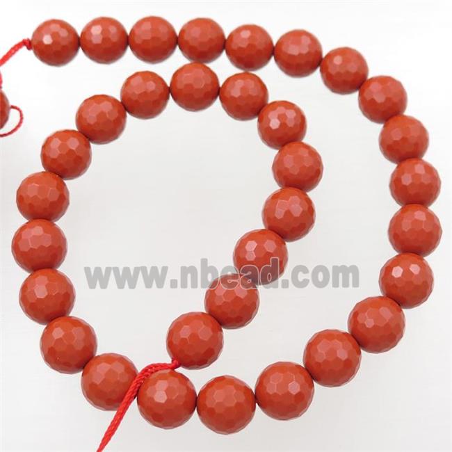 Synthetic Red Coral Beads Faceted Round