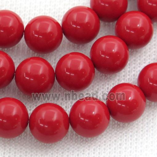 Synthetic Coral Beads, red, round