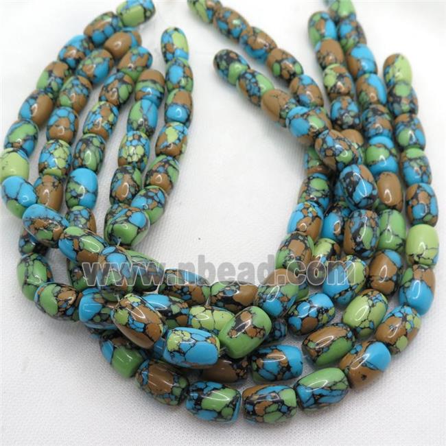 Assembled Turquoise barrel beads, multicolor