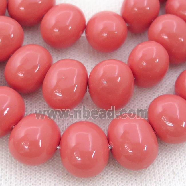 red Pearlized Shell potato Beads