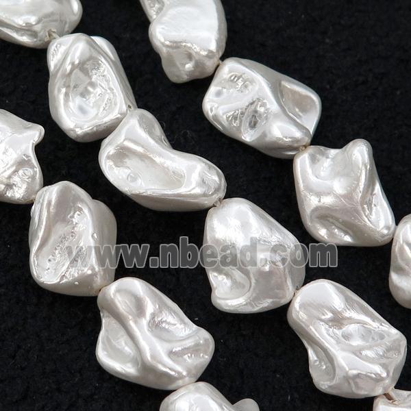 baroque style Freshwater Shell Beads, freeform, white