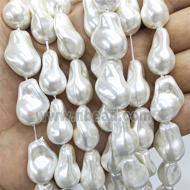 Baroque Style White Pearlized Shell Beads Freeform