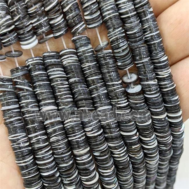 Natural Sea Shell Heishi Beads Black Dye