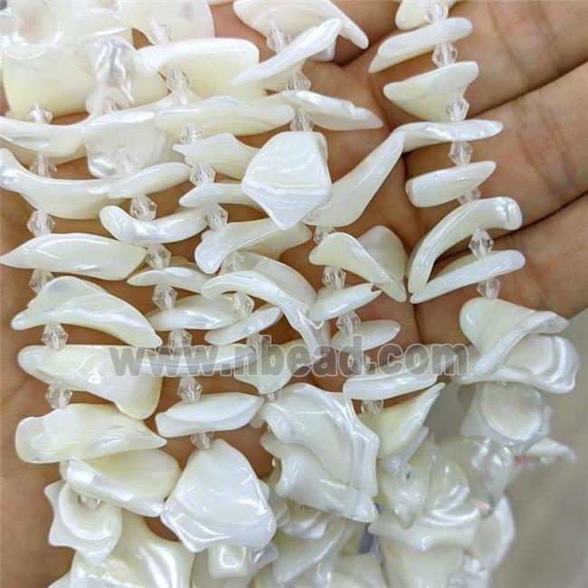 White MOP Shell Slice Beads Freeform