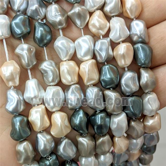 Pearlized Shell Beads Freeform Mixed Color