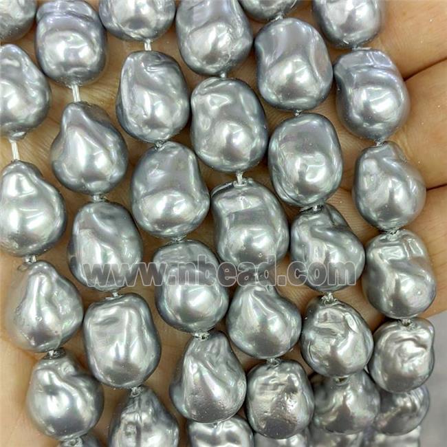 Silvergray Pearlized Porcelain Beads Freeform