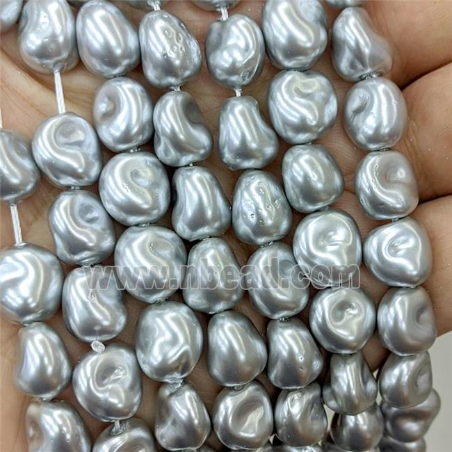 Baroque Style Pearlized Shell Beads Silvergray Freeform