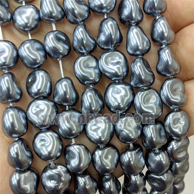 Baroque Style Pearlized Shell Beads Darkgray Freeform