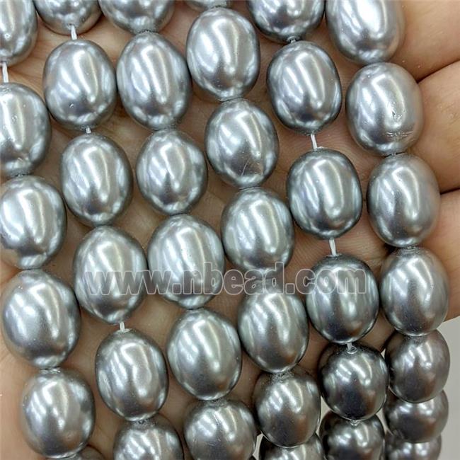 Baroque Style Pearlized Shell Beads Silver Gray Barrel