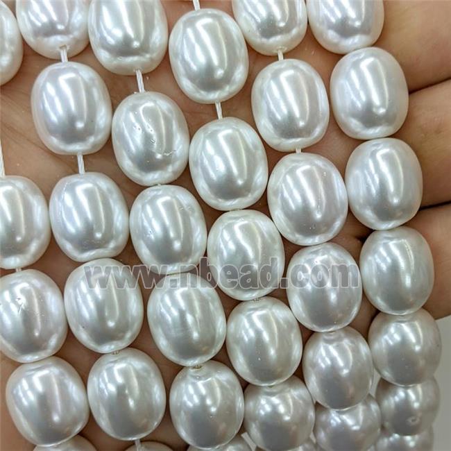 Baroque Style Pearlized Shell Beads Barrel White