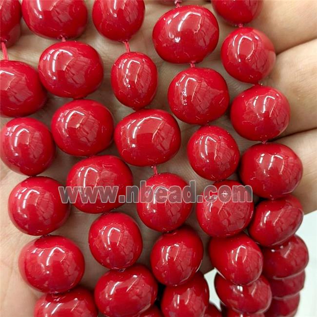 Red Pearlized Shell Potato Beads