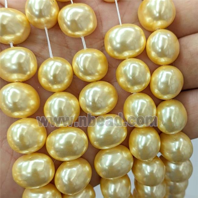 Yellow Pearlized Shell Potato Beads