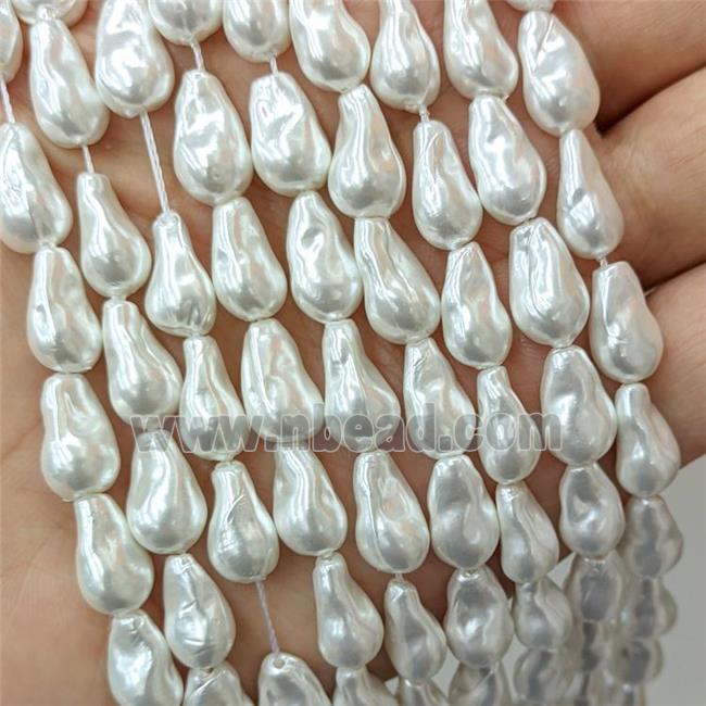 Baroque Style White Pearlized Shell Beads Freeform