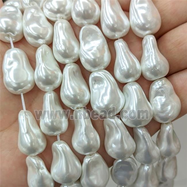 Baroque Style White Pearlized Shell Beads Freeform
