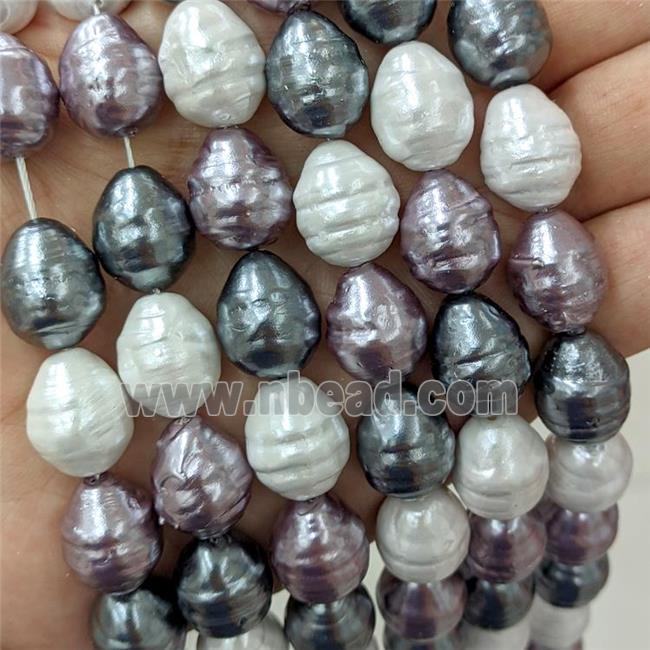 Baroque Style Pearlized Shell Barrel Beads Screw Mixed Color Dye