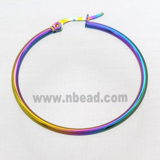 stainless steel Hoop Earrings, rainbow plated