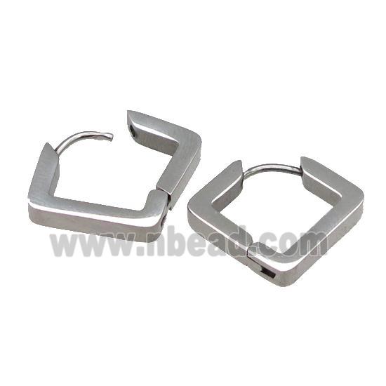 stainless steel Latchback Earring, square, platinum plated