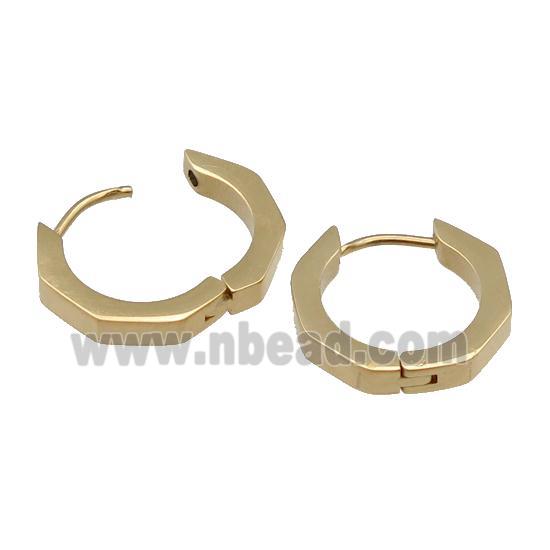 stainless steel Latchback Earring, hexagon, gold plated