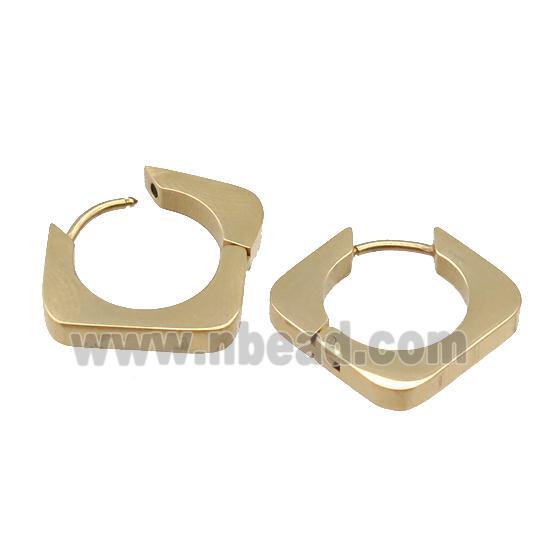 stainless steel Latchback Earring, square, gold plated