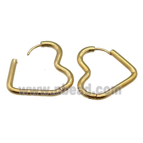 stainless steel Latchback Earring, heart, gold plated