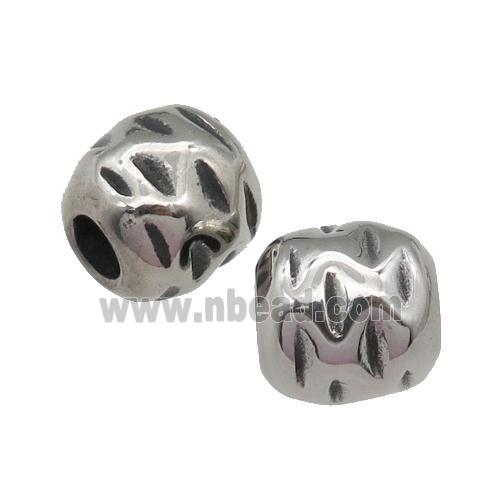 Stainless Steel barrel Beads, antique silver