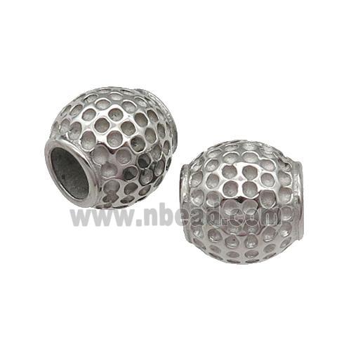 Stainless Steel barrel Beads, silver plated