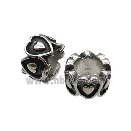 Stainless Steel tube Beads, antique silver