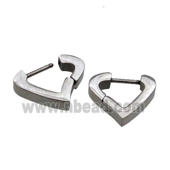 raw Stainless Steel Latchback Earring heart