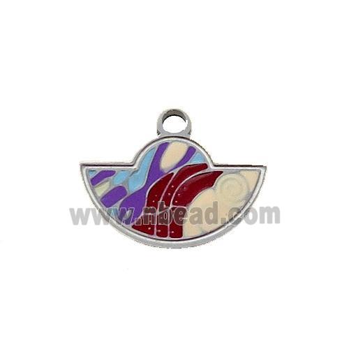 Raw Stainless Steel Pendant Multicolor Enamel