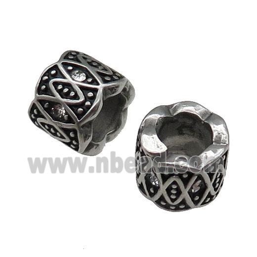 Stainless Steel Tube European Beads Large Hole Antique Silver