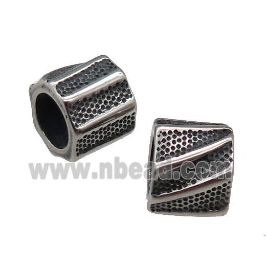 Stainless Steel Tube Beads Large Hole Antique Silver