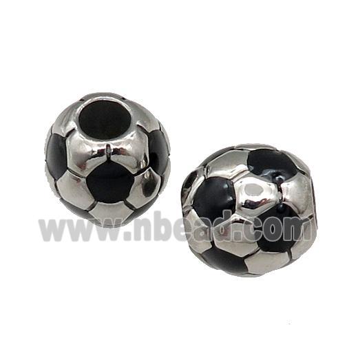 Stainless Steel Football Beads Sport Large Hole Antique Silver