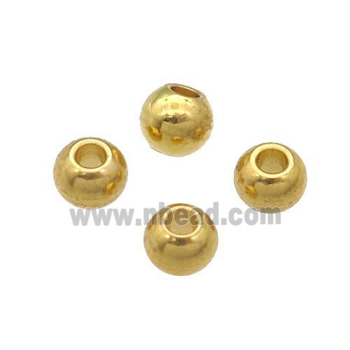 Stainless Steel Round Beads Smooth Gold Plated