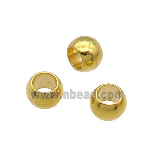 Stainless Steel Round Beads Smooth Large Hole Gold Plated