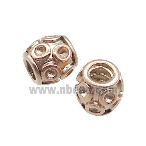 Stainless Steel Barrel Beads Large Hole Rose Gold