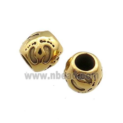 Stainless Steel Barrel Beads Large Hole Gold Plated